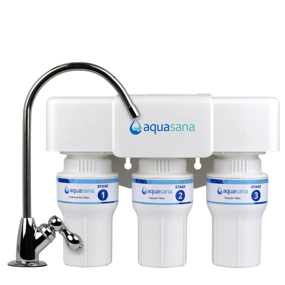 Sistem Filtrare Sub Chiuveta Aquasana Claryum 3 Etape cu Baterie Cromata